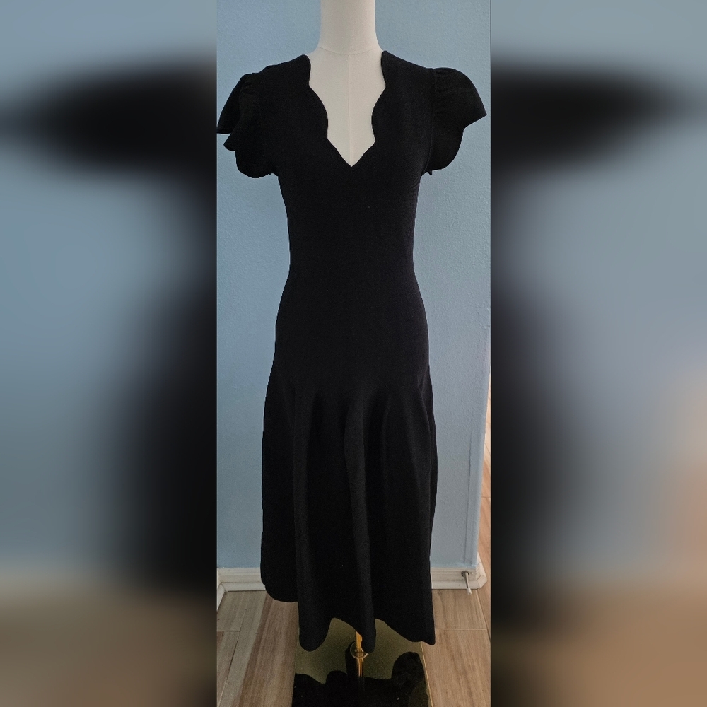 Ulla Johnson Black Scalloped Midi Dress